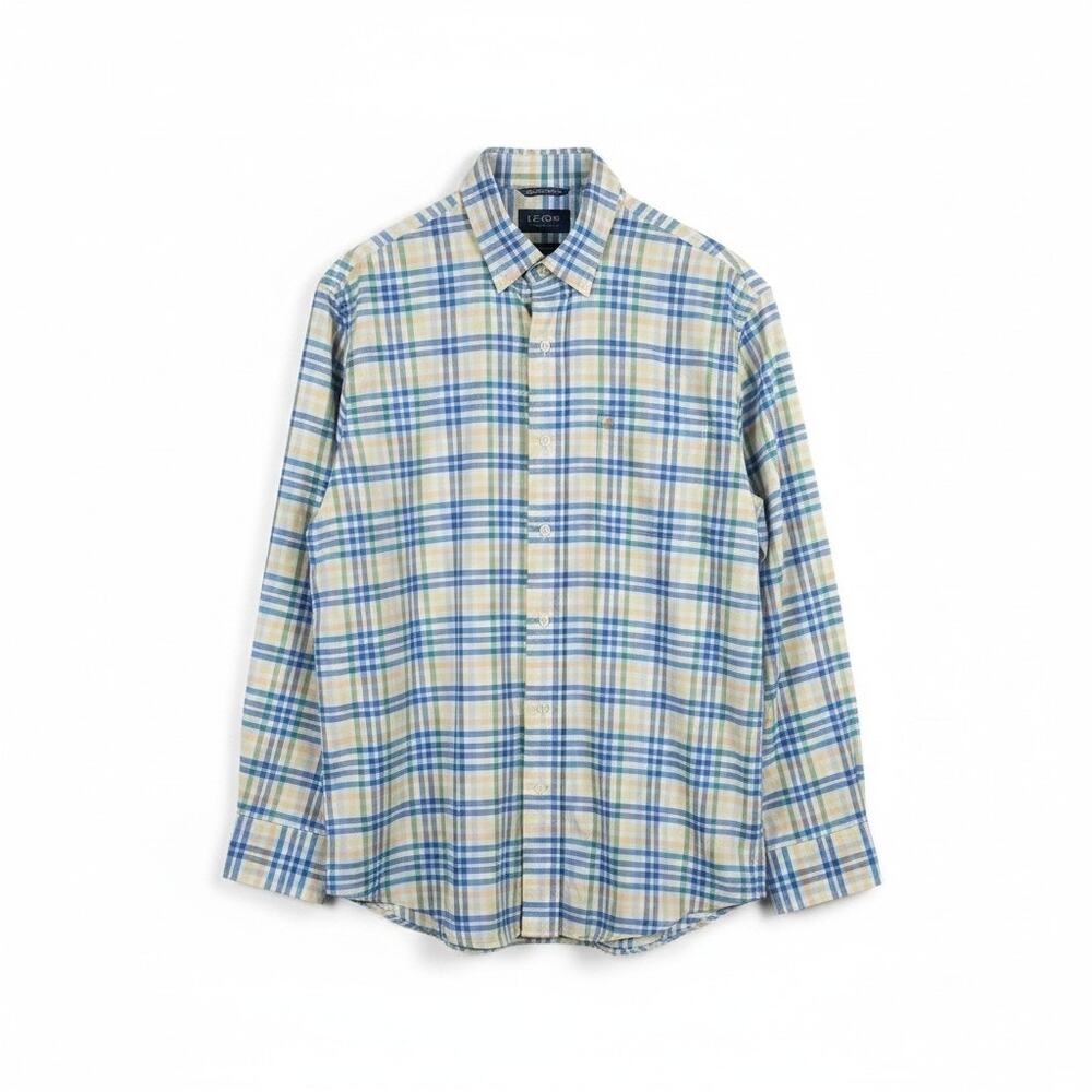 Izod Saltwater Relaxed Classic Plaid Button Down Shirt M Long Sleeve Preppy